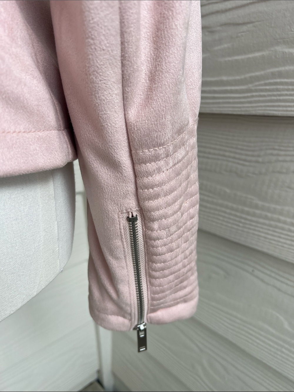Saks Fifth Avenue Blush Pink Suede Moto Jacket - Medium - Picture 6 of 16